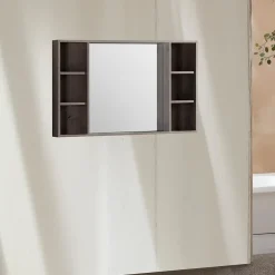 Armoire de salle de bain avec miroir chêne brun 120 cm Aquanoma
