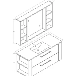 Armoire de salle de bain avec miroir chêne brun 120 cm Aquanoma