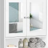 Armoire de Salle de Bain Murale avec Miroir, Armoire Suspendue avec étagère Réglable, 2 Porte&3 étagère, 56x13x58CM,Blanc