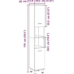 Armoire de salle de bain chêne sonoma 30,5x30x179 cm vidaXL