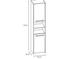 Armoire de salle de bain, blanc mat, 170 x 40 x 30 cm