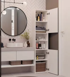 Armoire de salle de bain, blanc mat, 170 x 40 x 30 cm