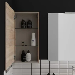 Armoire de salle de bain 40x80 décor chêne oak bordolino à suspendre