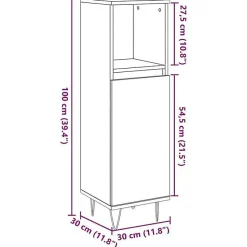 Armoire de salle de bain chêne artisanal 30x30x100 cm vidaXL