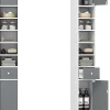 Armoire de Salle de Bain Haut, avec 2 Portes,1 Tiroir, 5 Étagères,Anti-basculement, pour Petits Espaces,20x20x180cm (Blanc+Gris)