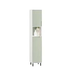 Armoire de Salle de Bain, Meuble de Rangement avec Panier à Linge, BZR137-GR, SoBuy