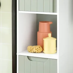 Armoire de Salle de Bain, Meuble de Rangement avec Panier à Linge, BZR137-GR, SoBuy