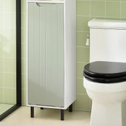 Armoire de Salle de Bain, Meuble de Rangement avec Panier à Linge, BZR137-GR, SoBuy