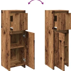 Armoire de salle de bain vieux bois 30x30x95 cm bois ingénierie vidaXL