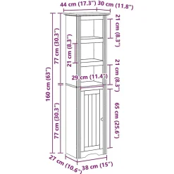 Armoire de salle de bain BODO blanc 44x30x160 cm vidaXL