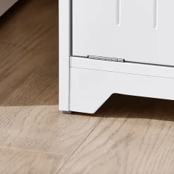 Armoire de Salle de Bain Sac à Linge, Portes, 2 Paniers à Linge, BZR150-W, SoBuy