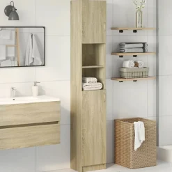 Armoire de salle de bain Chêne sonoma 32x25,5x190 cm Aggloméré vidaXL
