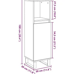 Armoire de salle de bain gris béton 30x30x100 cm vidaXL