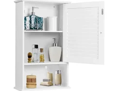 Armoire de Salle de Bain Mural Etagere Reglable en Hauteur Blanc