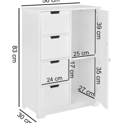 Armoire de Salle de Bain 56x83x30 cm Commode avec Tiroir et Porte Blanc FineBuy