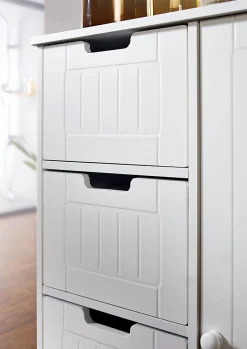 Armoire de Salle de Bain 56x83x30 cm Commode avec Tiroir et Porte Blanc FineBuy
