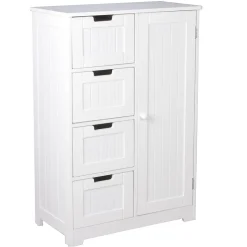 Armoire de Salle de Bain 56x83x30 cm Commode avec Tiroir et Porte Blanc FineBuy