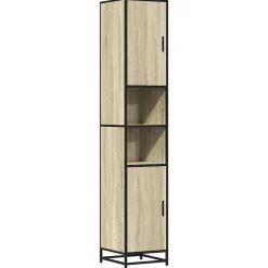 Armoire de salle de bain chêne sonoma bois d'ingénierie métal vidaXL