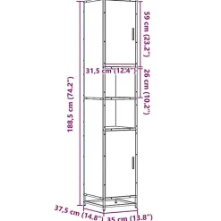 Armoire de salle de bain chêne sonoma bois d'ingénierie métal vidaXL