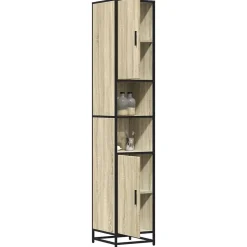 Armoire de salle de bain chêne sonoma bois d'ingénierie métal vidaXL
