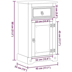 Armoire de salle de bain Corona 45x33x80 cm bois de pin massif vidaXL