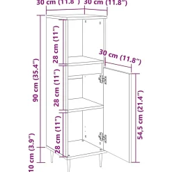 Armoire de salle de bain gris béton 30x30x100 cm vidaXL