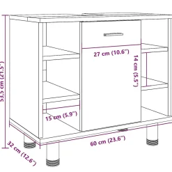 Armoire de salle de bain Gris béton 60x32x53,5 cm Aggloméré vidaXL