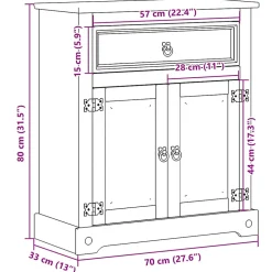 Armoire de salle de bain Corona 70x33x80 cm bois de pin massif vidaXL