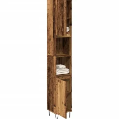 Armoire de salle de bain vieux bois 30x30x190cm bois ingénierie vidaXL