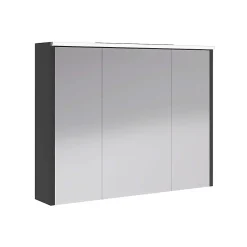 Armoire de salle de bains éclairante avec miroir Archi noir mat 90 cm