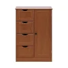 Armoire de Salle de Bains 4 Tiroirs 1 Porte en MDF Marron Rebecca Mobili