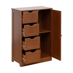Armoire de Salle de Bains 4 Tiroirs 1 Porte en MDF Marron Rebecca Mobili