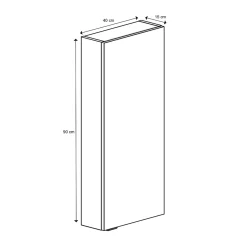 Armoire de salle de bains faible profondeur blanc brillant l.40 x H.90 x P.15 cm, GoodHome Imandra