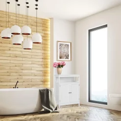 Armoire de Salle de Bains 2 Portes et étagère MDF Blanc Rebecca Mobili