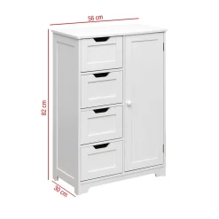 Armoire de Salle de Bains 4 Tiroirs 1 Porte en MDF Blanc Rebecca Mobili