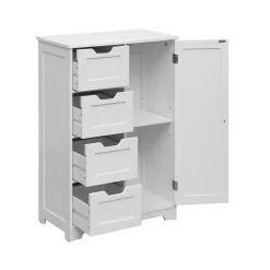 Armoire de Salle de Bains 4 Tiroirs 1 Porte en MDF Blanc Rebecca Mobili