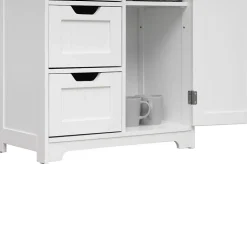 Armoire de Salle de Bains 4 Tiroirs 1 Porte en MDF Blanc Rebecca Mobili