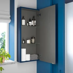 Armoire de salle de bains faible profondeur bleu nuit mat l.40 x H.90 x P.15 cm, GoodHome Imandra