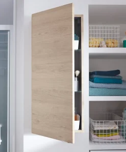 Armoire de salle de bains faible profondeur effet chêne l.40 x H.90 x P.15 cm, GoodHome Imandra