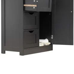 Armoire de Salle de Bains 4 Tiroirs 1 Porte en MDF Noir Rebecca Mobili