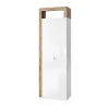 Armoire de salle de bains, 2 portes, collection BURA. Coloris blanc brillant laqué et chene clair