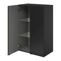 Armoire de salle de bains noir mat l.60 x H.90 x P.36 cm, GoodHome Imandra