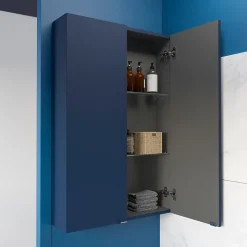 Armoire de salle de bains faible profondeur bleu nuit mat l.60 x H.90 x P.15 cm, GoodHome Imandra
