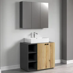 Armoire de toilette 3 portes miroir L90 cm - PUREBLISS