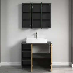 Armoire de toilette 3 portes miroir L90 cm - PUREBLISS