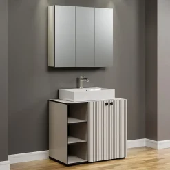 Armoire de toilette 3 portes miroir L90 cm - PUREBLISS