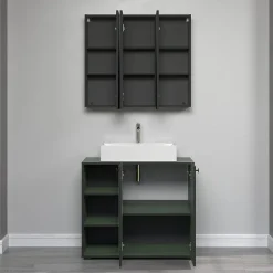 Armoire de toilette 3 portes miroir L90 cm - PUREBLISS