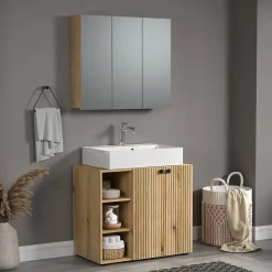 Armoire de toilette 3 portes miroir L90 cm - PUREBLISS