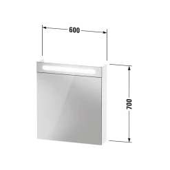 Armoire de toilette aluminium 1 porte miroir charnière gauche + éclairage LED pour salle de bain + toilette, 70x60x15cm, DURAPOINT