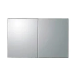 Armoire de toilette aluminium 2 portes- miroir à l'intérieur et à l'extérieur - 100x66x12cm